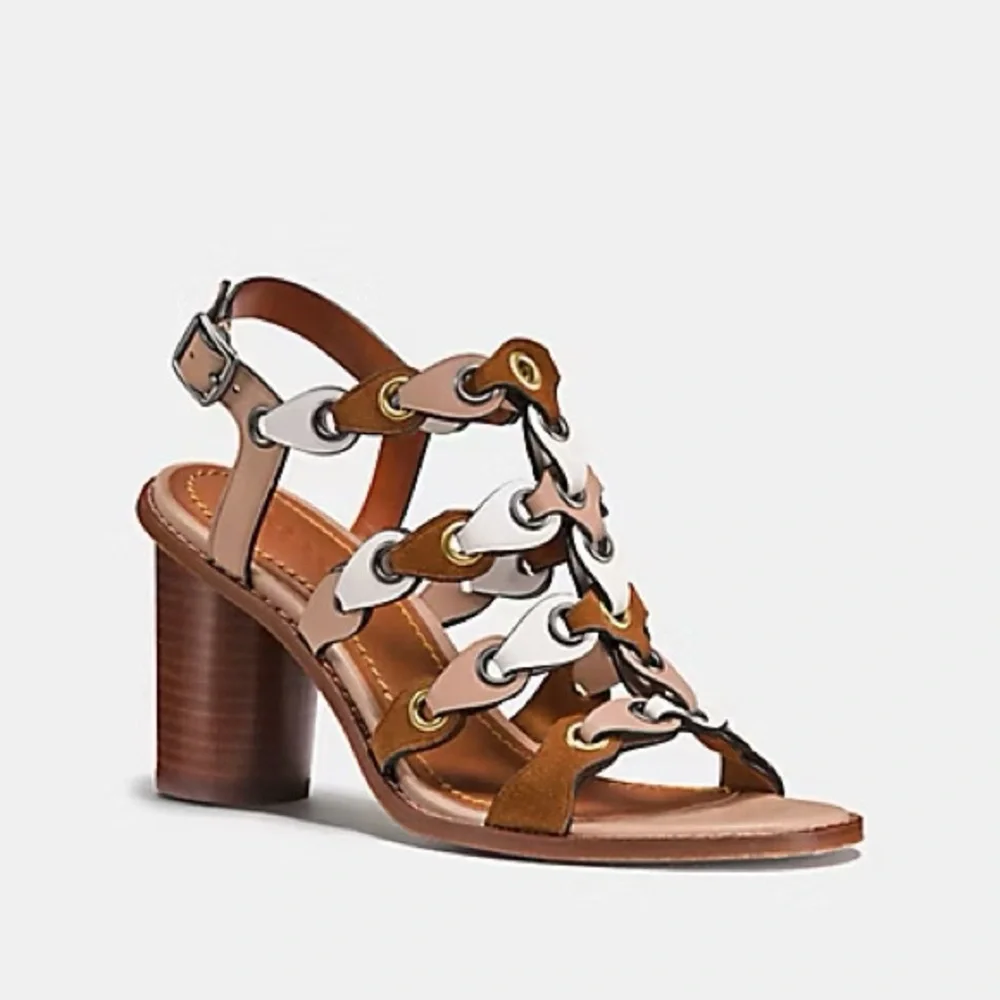 Coach Women's Sandals in Brown, Cream, and White